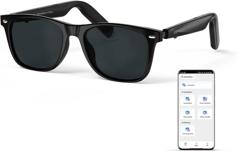 GetD AI Glasses for Men & Women, Smart Glasses Powered by ChatGPT, AI Real-time Translation with 145 languages, 11H Music Play, Bluetooth Sunglasses with Polarized Lens, UV Protection for Daily Use, Travel - Image 1
